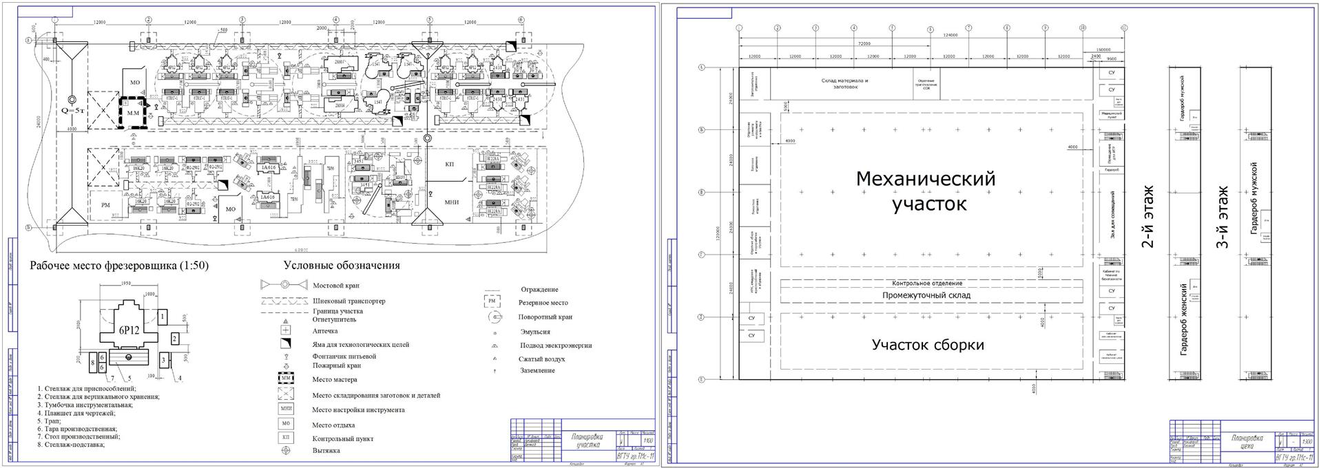 Чертеж Проектирование механосборочных участков и цехов