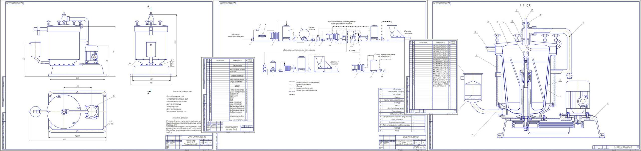 Чертеж Технологический процесс производства питьевых сливок с расчетом пастеризатора молока П-12