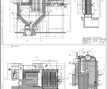Чертеж Котел паровой ДКВр-10-13 КШ с топкой конструкции А.А.Шершнева