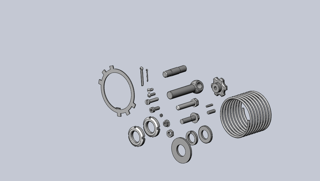 3D модель набор крепежа (болты, гайки, винты, шайбы и др.)