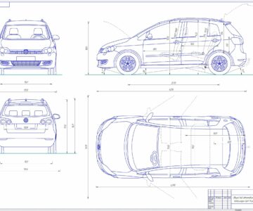 Чертеж Чертеж автомобиля Volkswagen Golf Plus