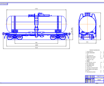 Чертеж Расчет технико-экономических показателей цистерны для метанола 15-1572