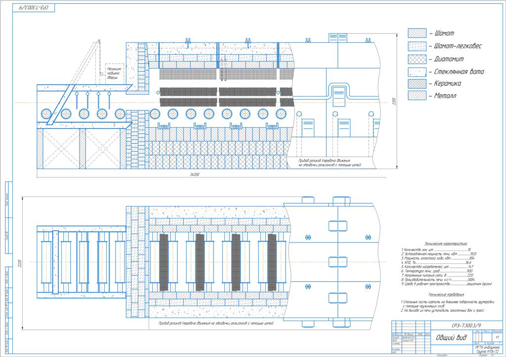 Чертеж Общий вид печи СРЗ