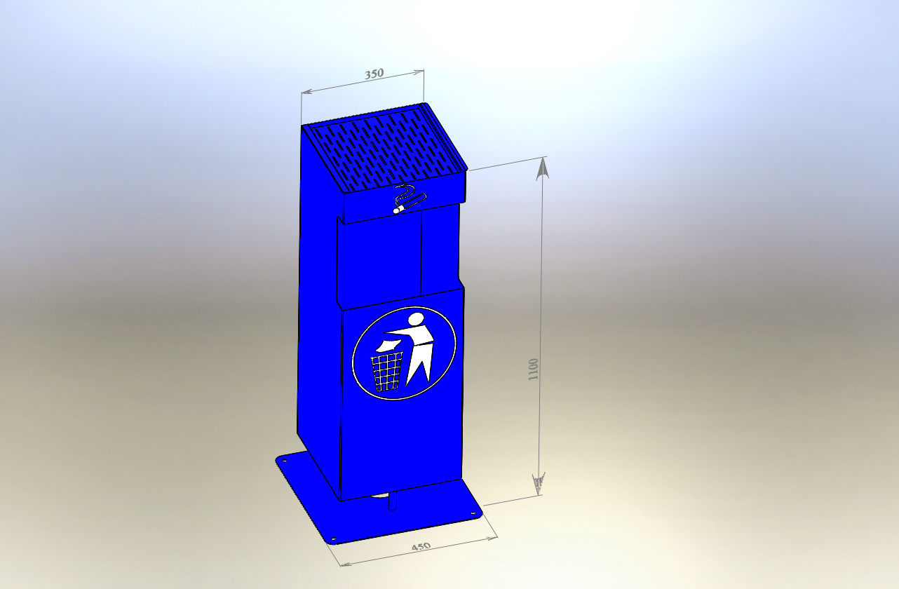 3D модель Урна с пепельницей 1100х350х350