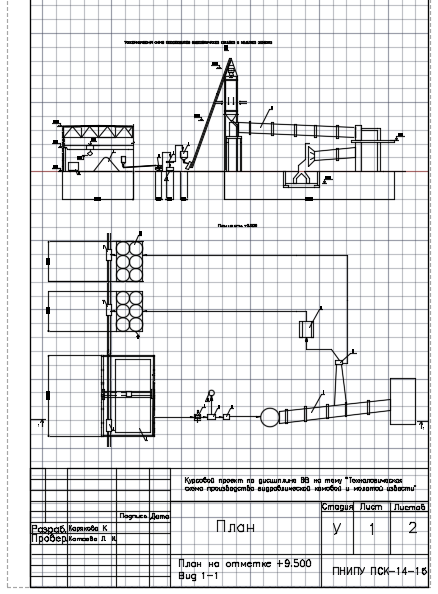 Чертеж Технологическая линия по производству комовой и молотой гидравлической извести