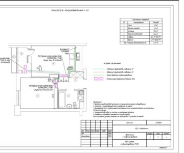 Чертеж Вентиляция и кондиционирование 1-к квартиры. Рабочие чертежи