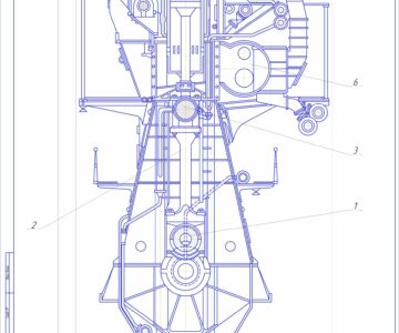 Чертеж Судовой двигатель ДКРН 74/160-3