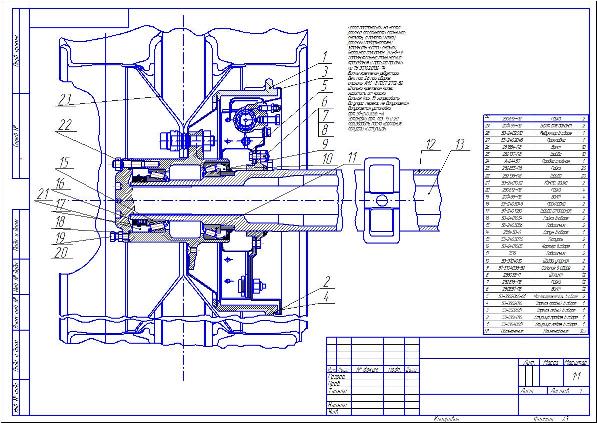 Чертеж Тормозной механизм автомобиля ГАЗ 53 А