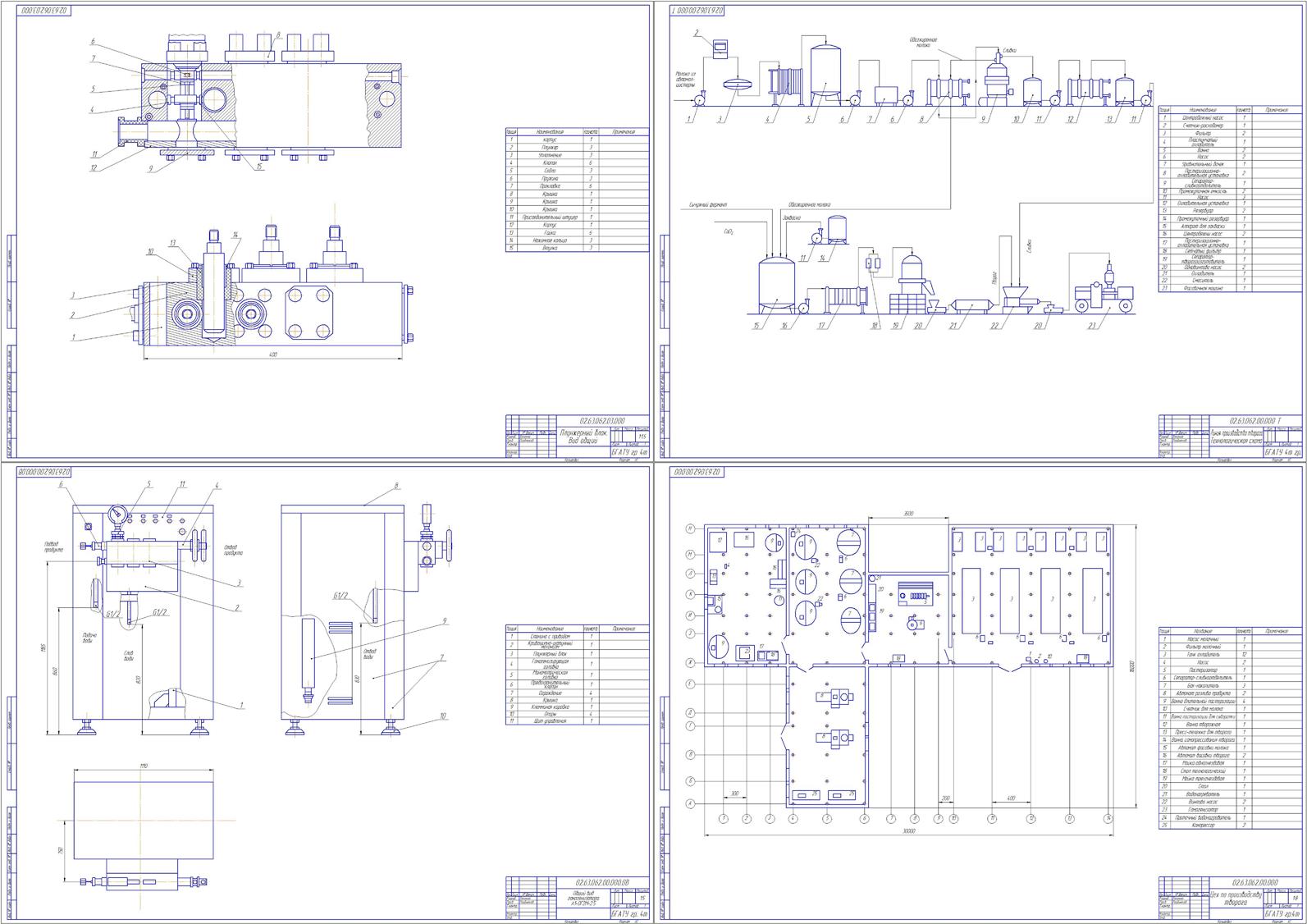 Чертеж Линия производства творога с разработкой гомогенизатора типа А1-ОГ2М-2,5