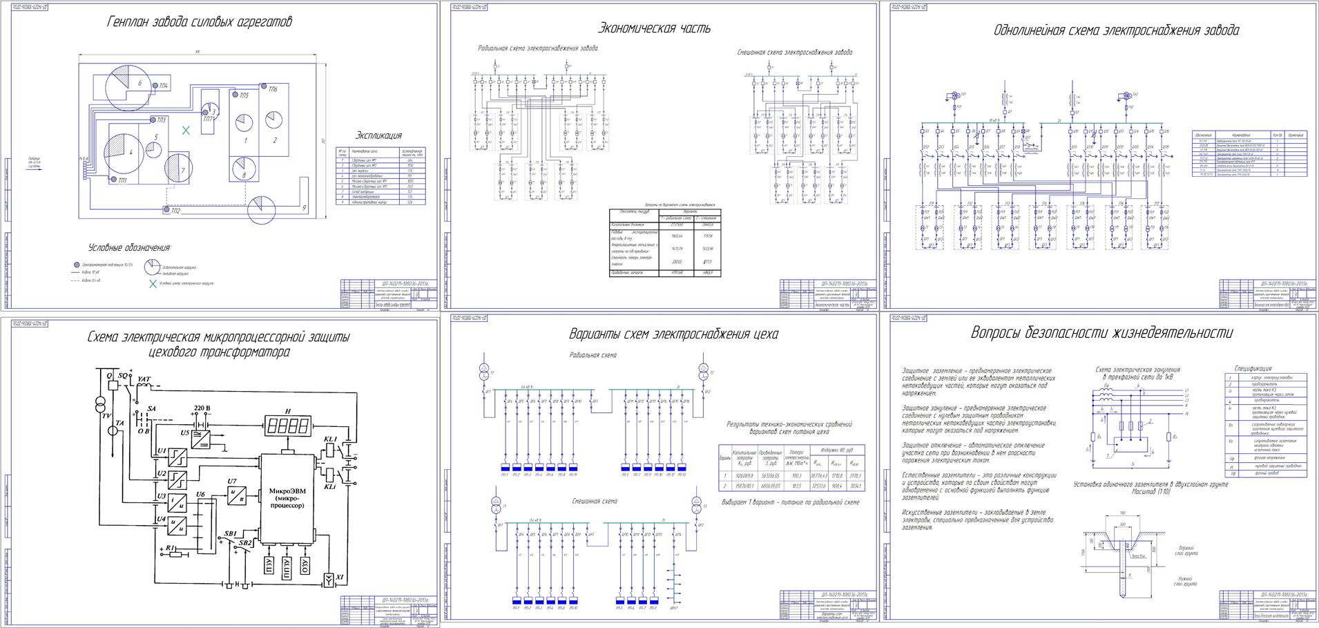 Чертеж Электроснабжение завода силовых агрегатов