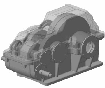 3D модель Трёхмерная модель корпуса редуктора Ц3НК-355Ш (без выходного вала)