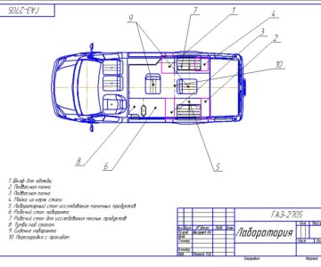 Чертеж Автомобиль лаборатория ГАЗ-2705