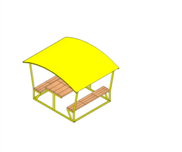 3D модель Беседка со столиком и скамейками, размеры 2х3 м.