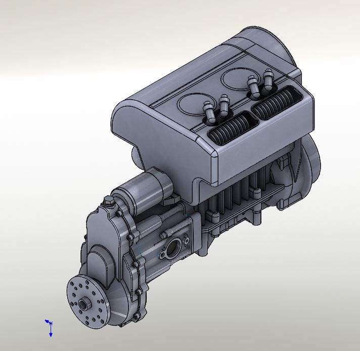 3D модель Двигатель Rotax 503, с редуктором Е