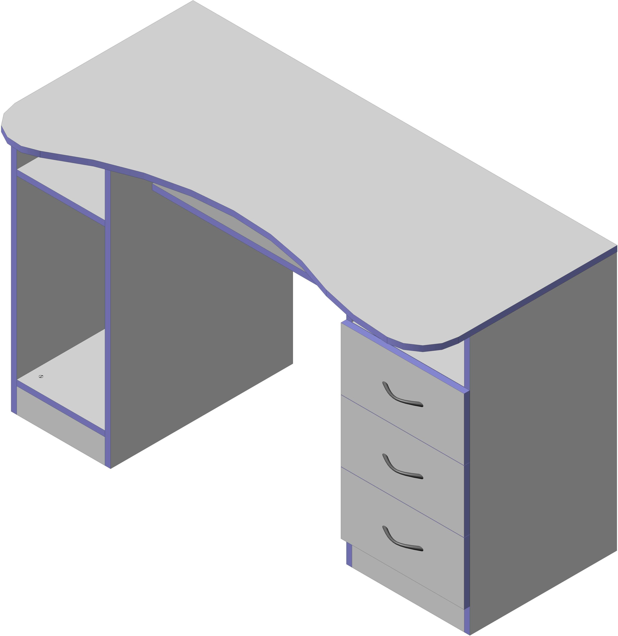 3D модель Стол компьютерный шириной 1200 мм