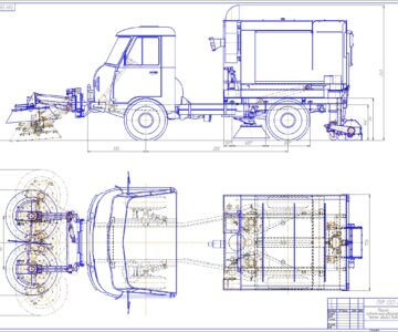 Чертеж Общий вид машины подметально-уборочной ПУМ 3303 на базе автомобиля УАЗ-3303