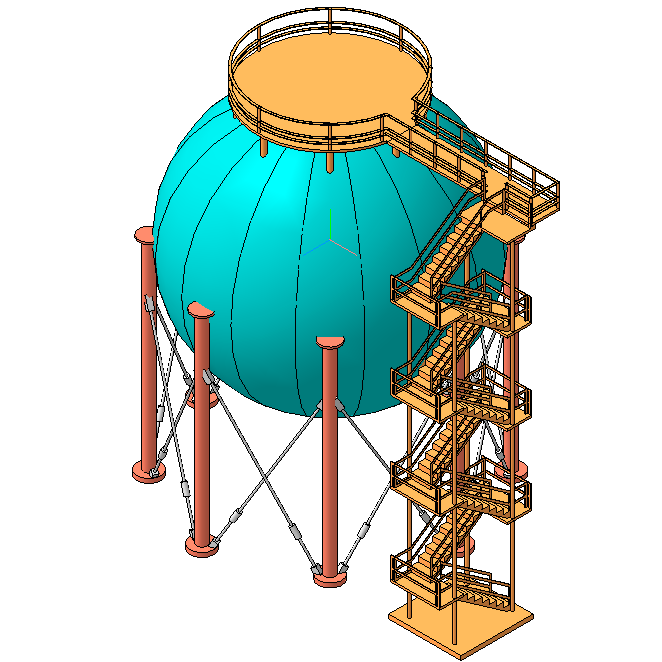 3D модель Шаровой резервуар Ш-600-2-8-Т-50