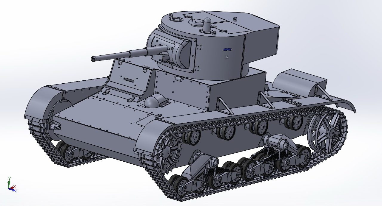 3D модель Т-26 — советский лёгкий танк - линейный. Образца 1933 года