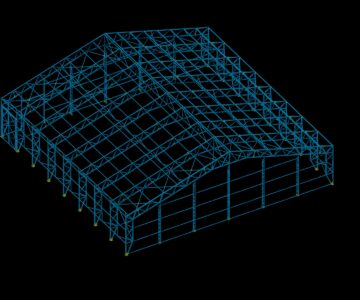 3D модель Модель тентового ангара пролетом 24м