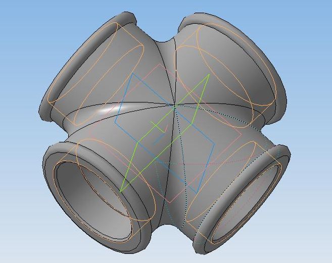 3D модель Крестовина Ду 40 чугунная сантехническая с внутренней резьбой 1 1/2"