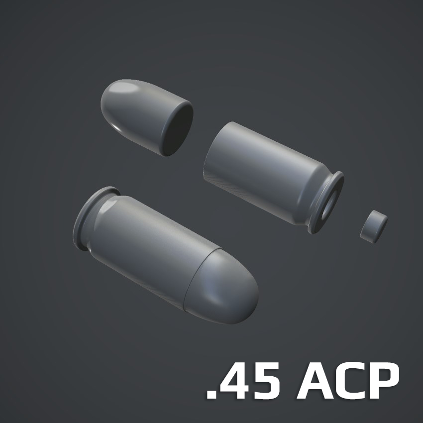 3D модель Патрон .45 ACP в сборе