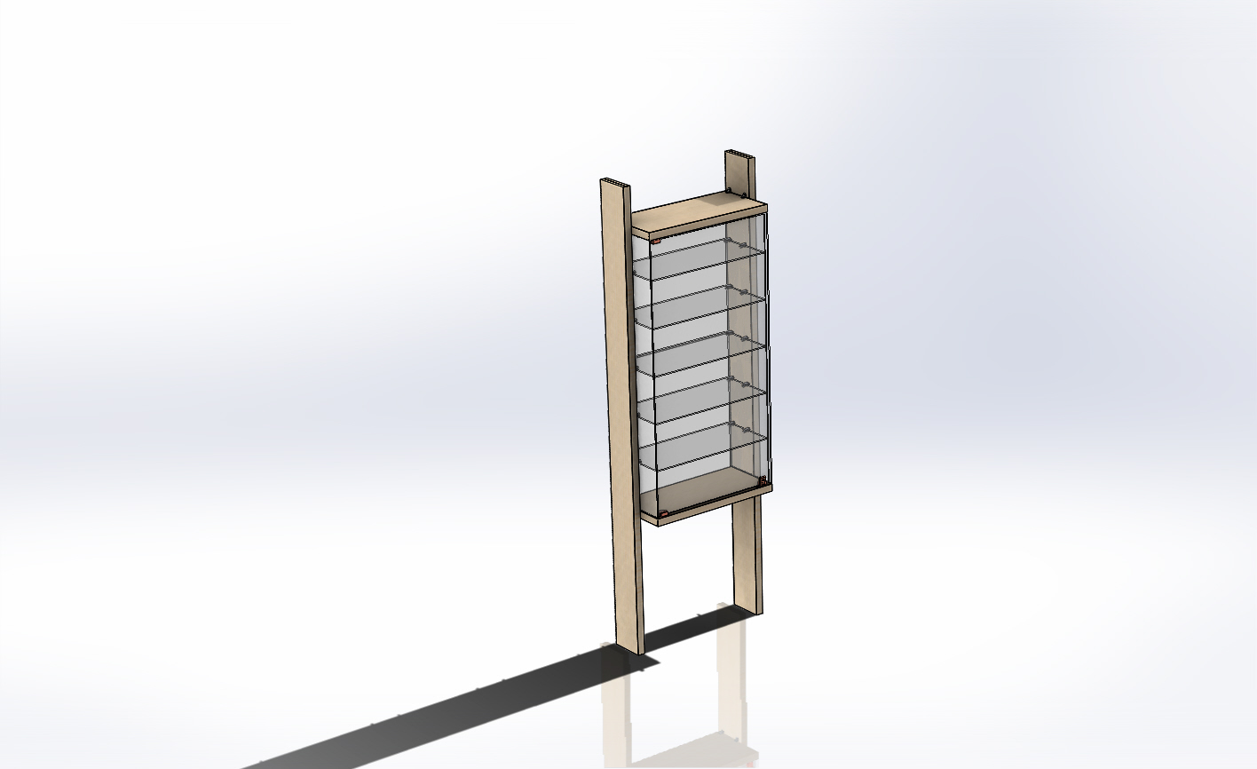 3D модель Стеллаж торговый со стеклянной дверцей под различные аксессуары