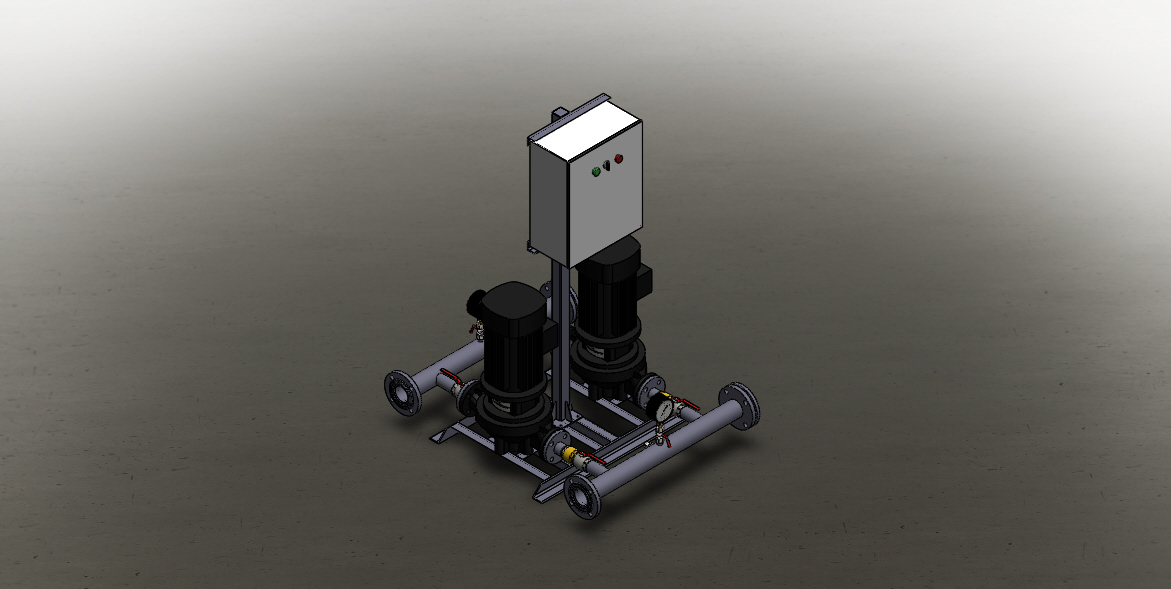 3D модель Насосная станция APSU E 2 TP32-460 на базе насосов Grundfos