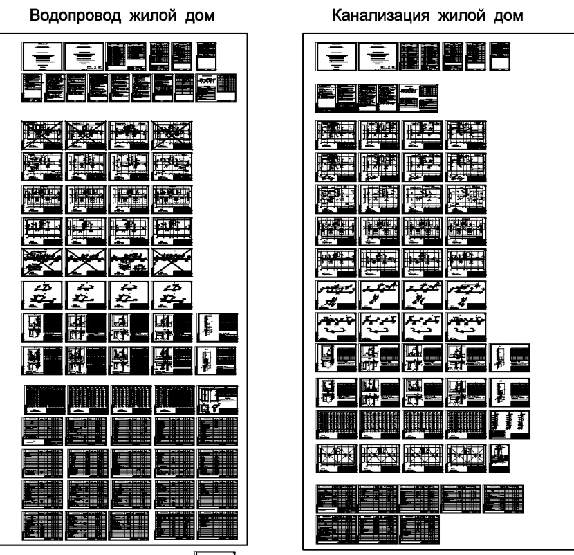 Чертеж Водопровод и канализация жилого дома