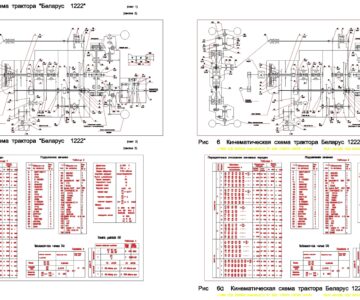 Чертеж Кинематическая схема трактора "Беларус 1222"