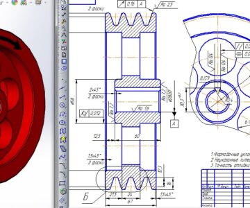 3D модель Модель шкива с рабочим чертежом