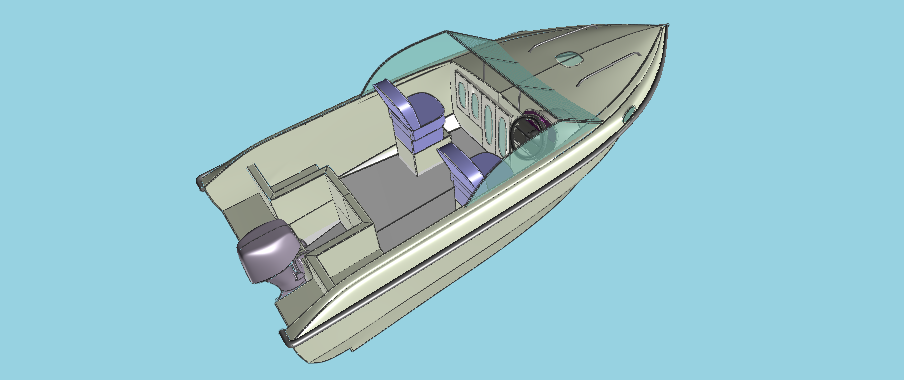 3D модель Катер «Weekend 5,7» с размерами 5,7*2,2*1,28 метра