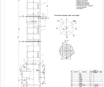 Чертеж Колонна ректификационная с числом тарелок-10