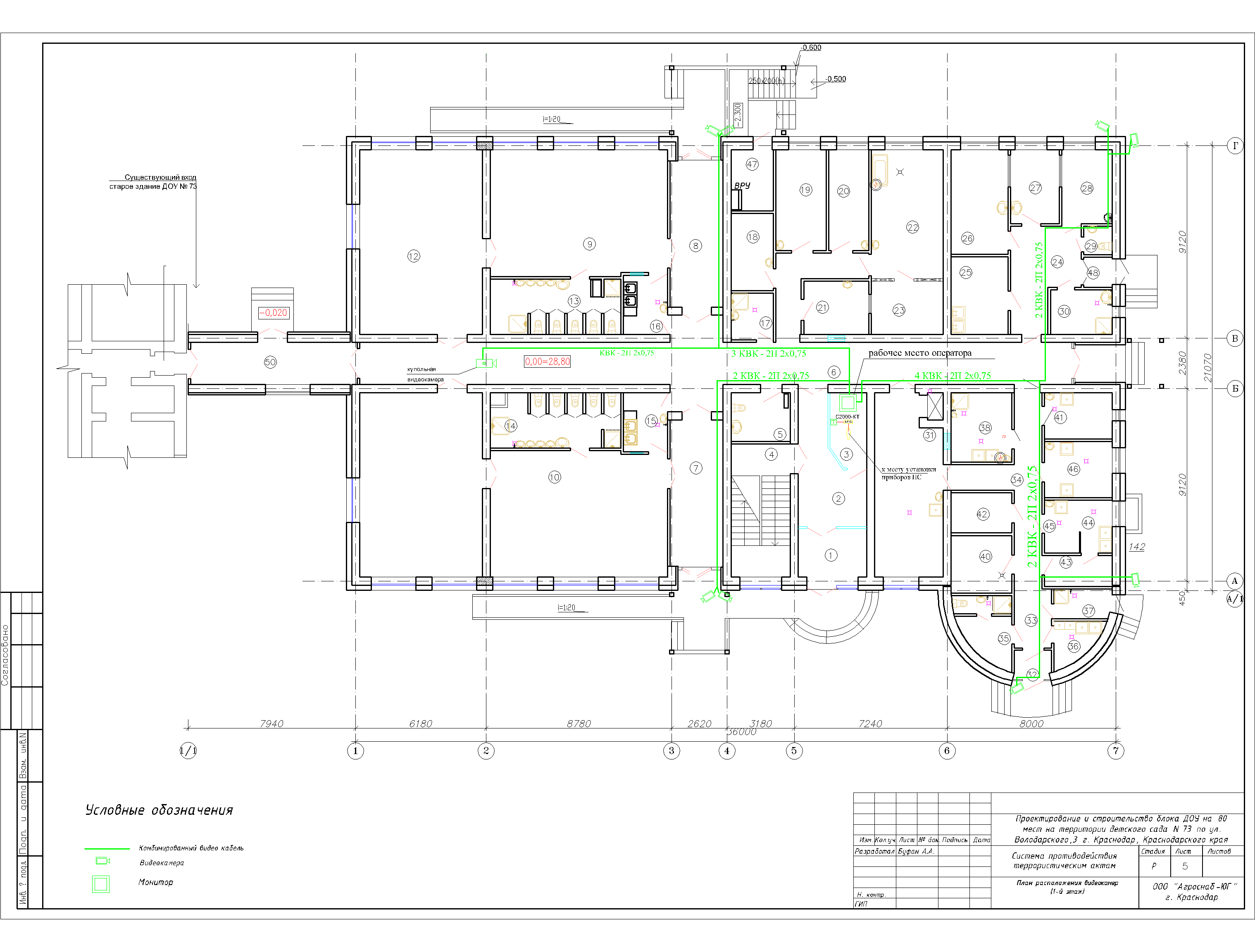 Чертеж Проект системы видео наблюдения детского сада на 80 мест