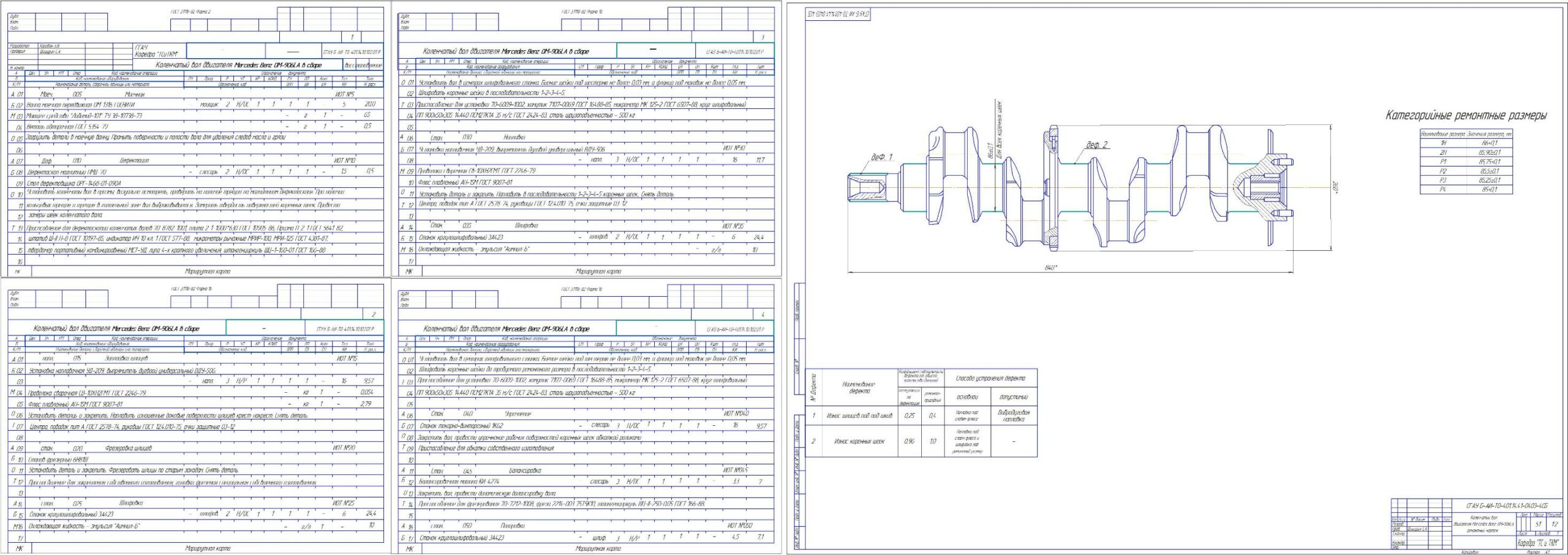 Чертеж Проектирование технологического процесса восстановления коленчатого вала двигателя Mercedes Benz OM-906LA