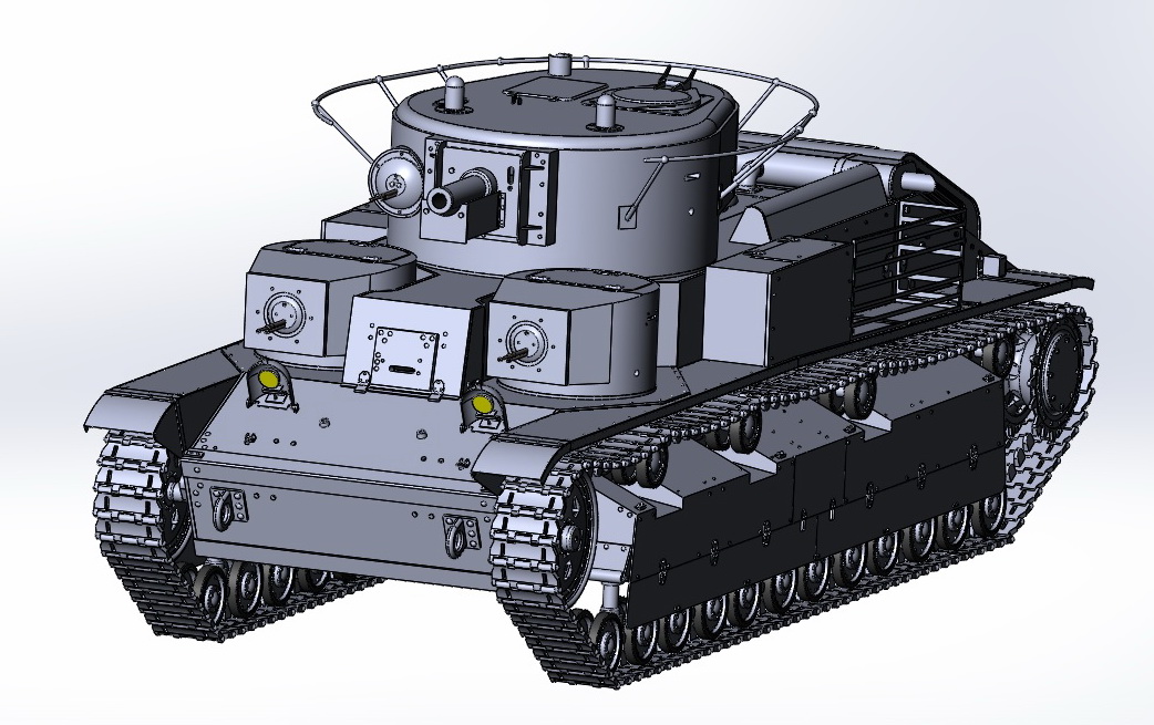 3D модель Средний трехбашенный танк Т-28