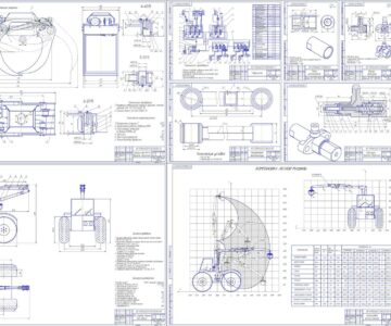 Чертеж Колесный трактор с универсальным лесным оборудованием
