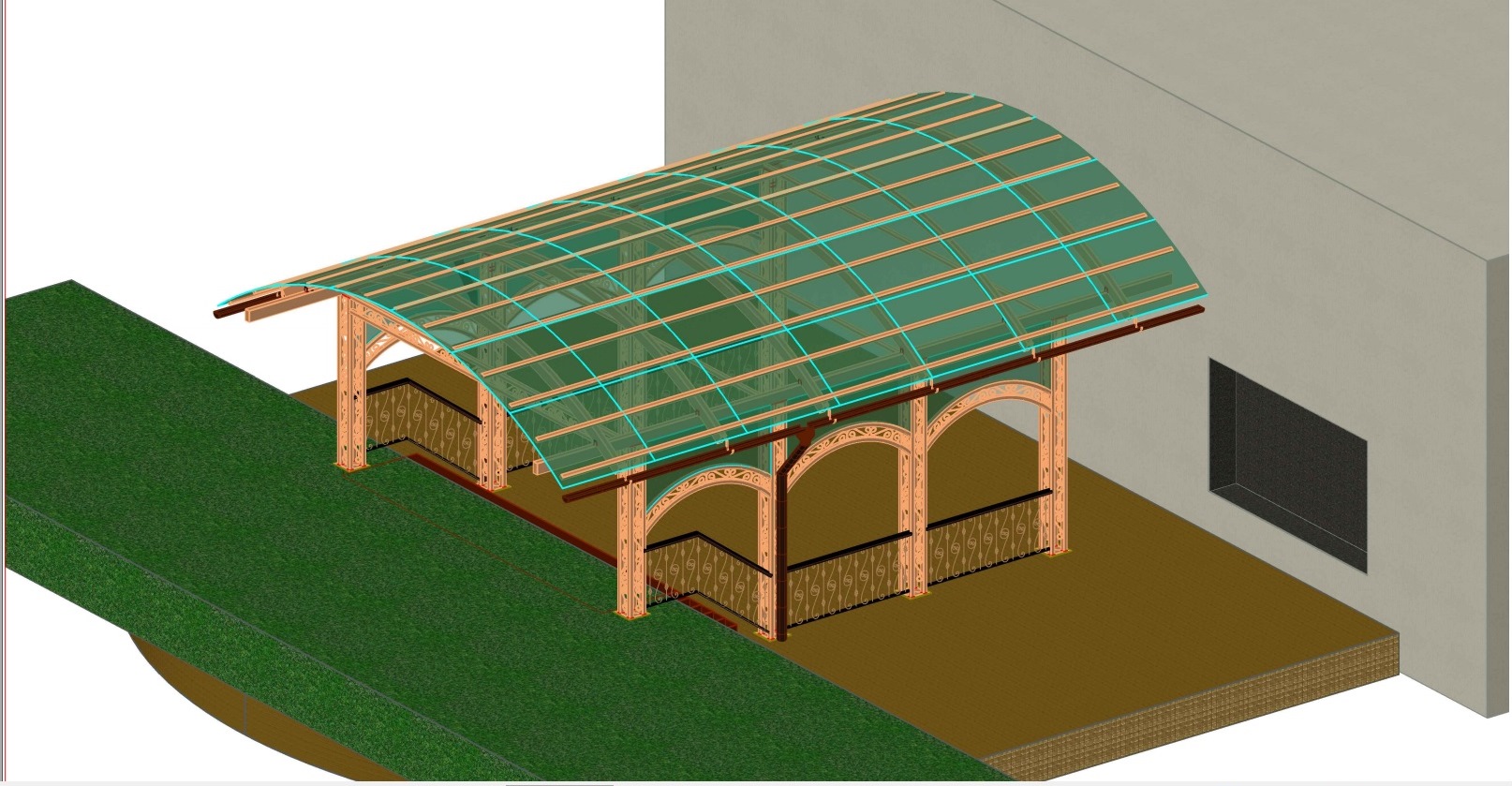 3D модель Конструктивный чертеж навеса 3D