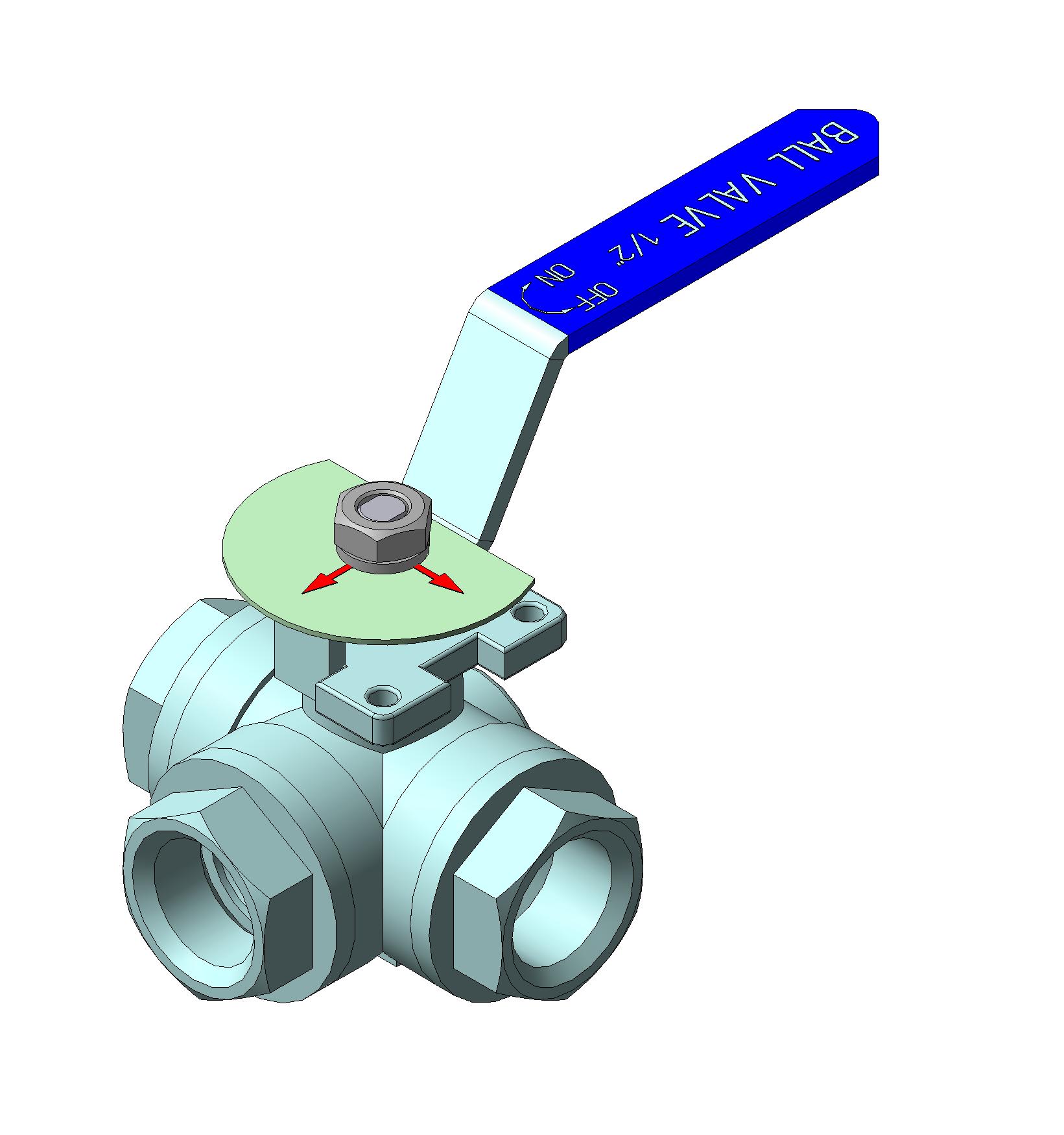 3D модель Кран шаровой трехходовой AG3L, DN15