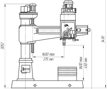 Чертеж Радиально-сверлильный станок 2А554-1