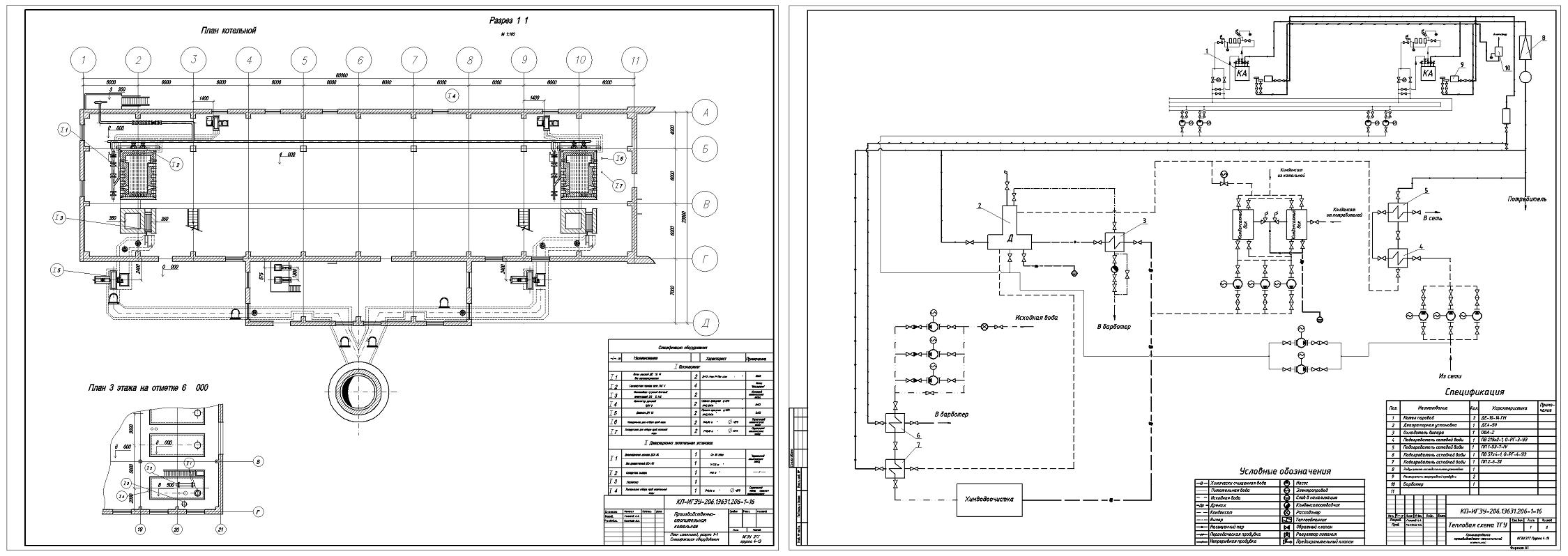 Чертеж Проектирование производственно-отопительной котельной город  Архангельск