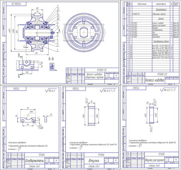 Чертеж Колесо ходовое 17.000 СБ