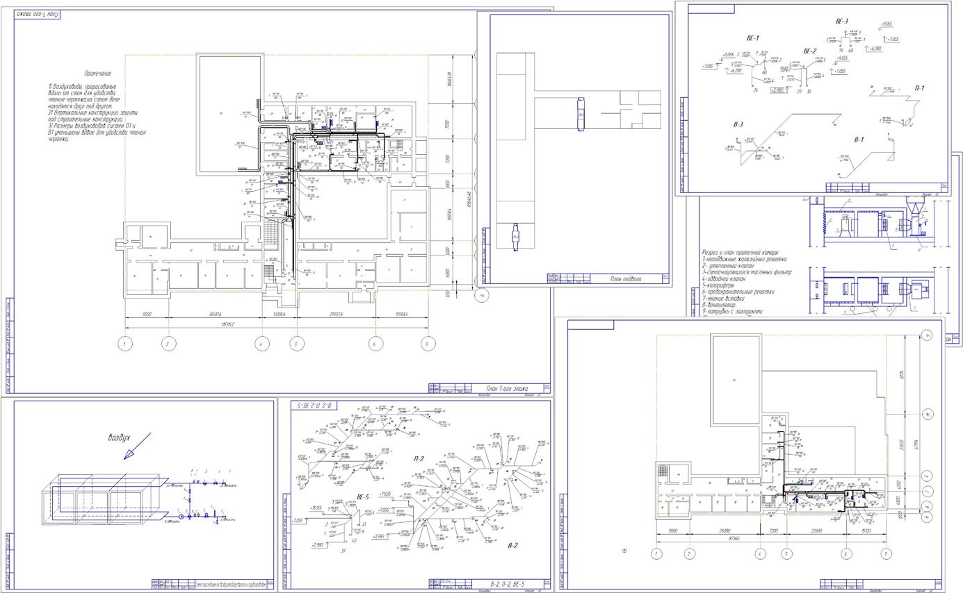 Чертеж Проектирование систем вентиляции.