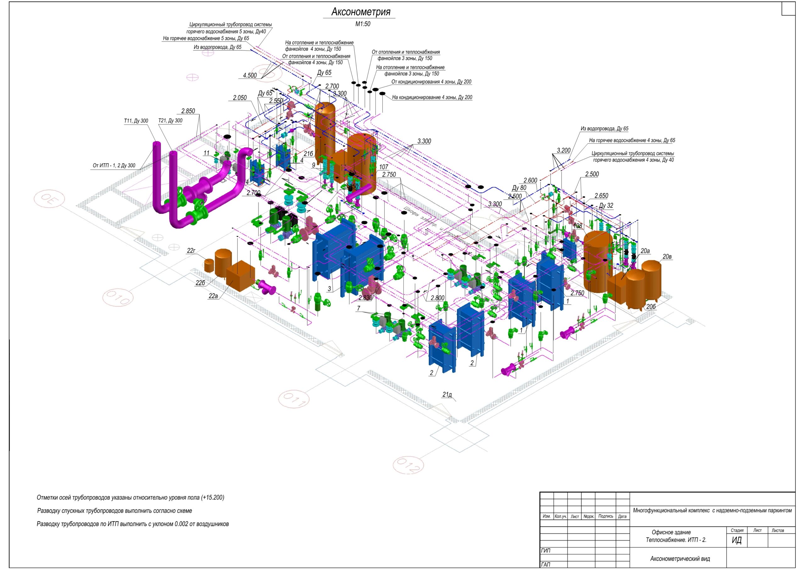 Чертеж Офисное здание. Теплоснабжение. Индивидуальный тепловой пункт ИТП-2