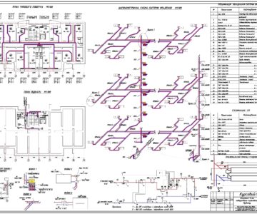 Чертеж Отопление 9-ти этажного жилого дома (г. Харьков)