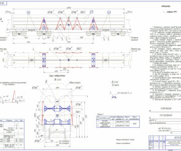 Чертеж Отгрузка трубошпунтов длиной 22 м на жд платформе