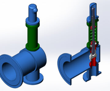 3D модель Клапан предохранительный пружинный стальной. Проектирование и прочностной расчёт в среде 3D-проектирования