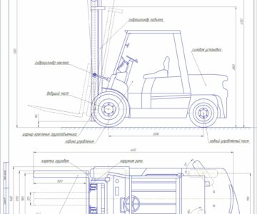 Чертеж Расчет вилочного погрузчика грузоподъемностью 5т