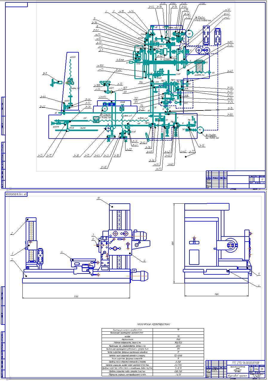 Чертеж Модернизация привода главного движения горизонтально-расточного станка модели 2620А