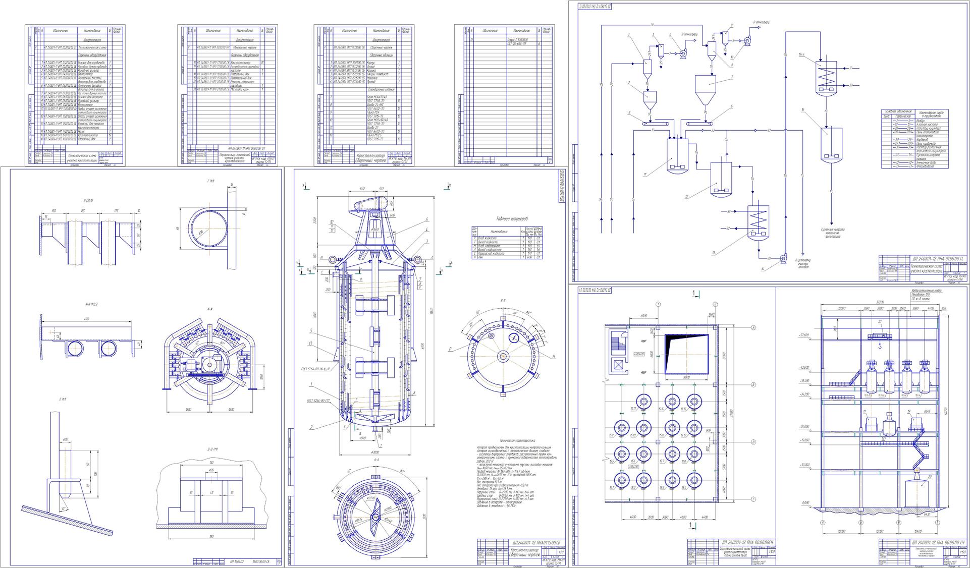 Чертеж Проект отделения кристаллизации нитрата кальция с разработкой кристаллизатора