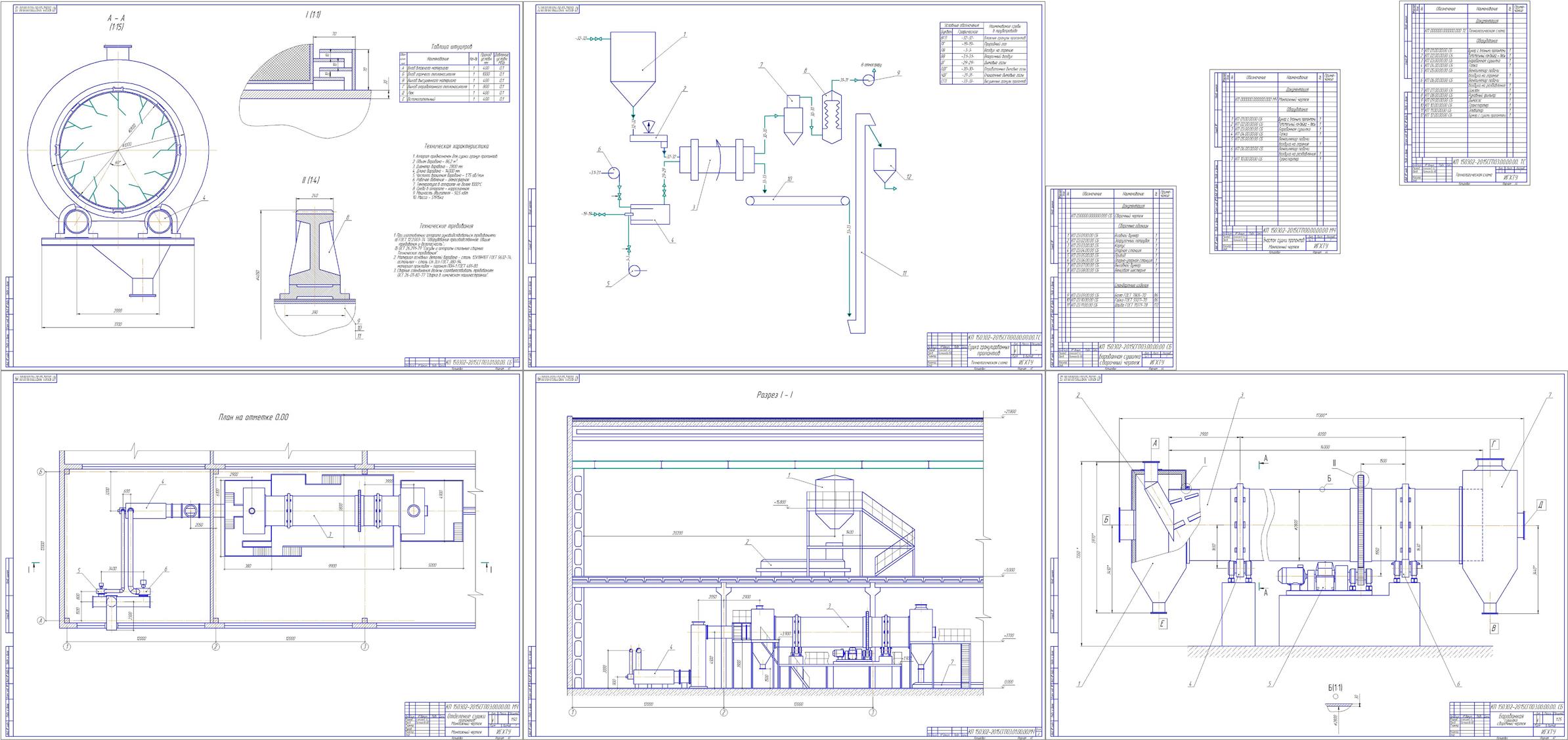 Чертеж Разработка сушильного барабана для сушки и грануляции пропантов